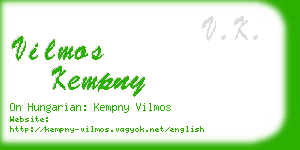 vilmos kempny business card